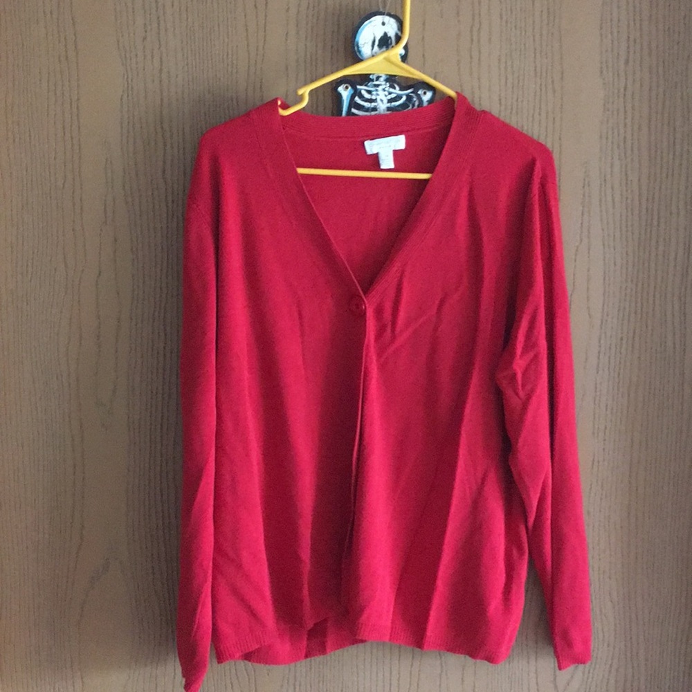 Long-sleeved cardigan w/one button
